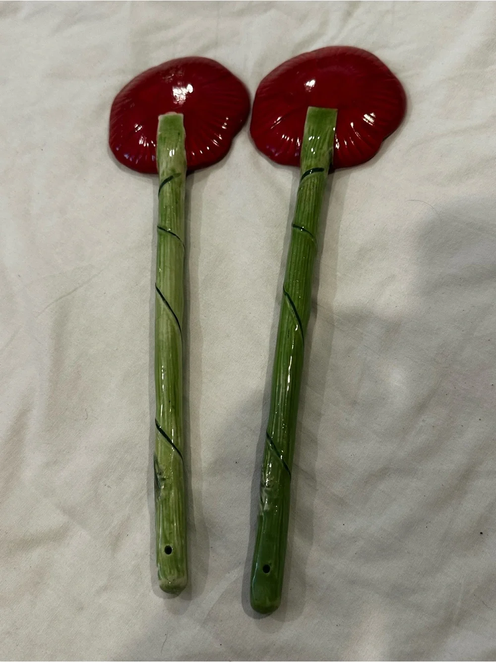 Fleur Rouge by Nanette Vacher Ambiance Collections Red Poppy Salad Servers Set